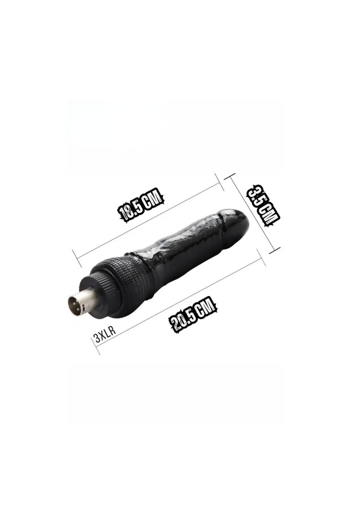3XRL Uyumlu Siyah Penis Dildo Başlık 20 CM
