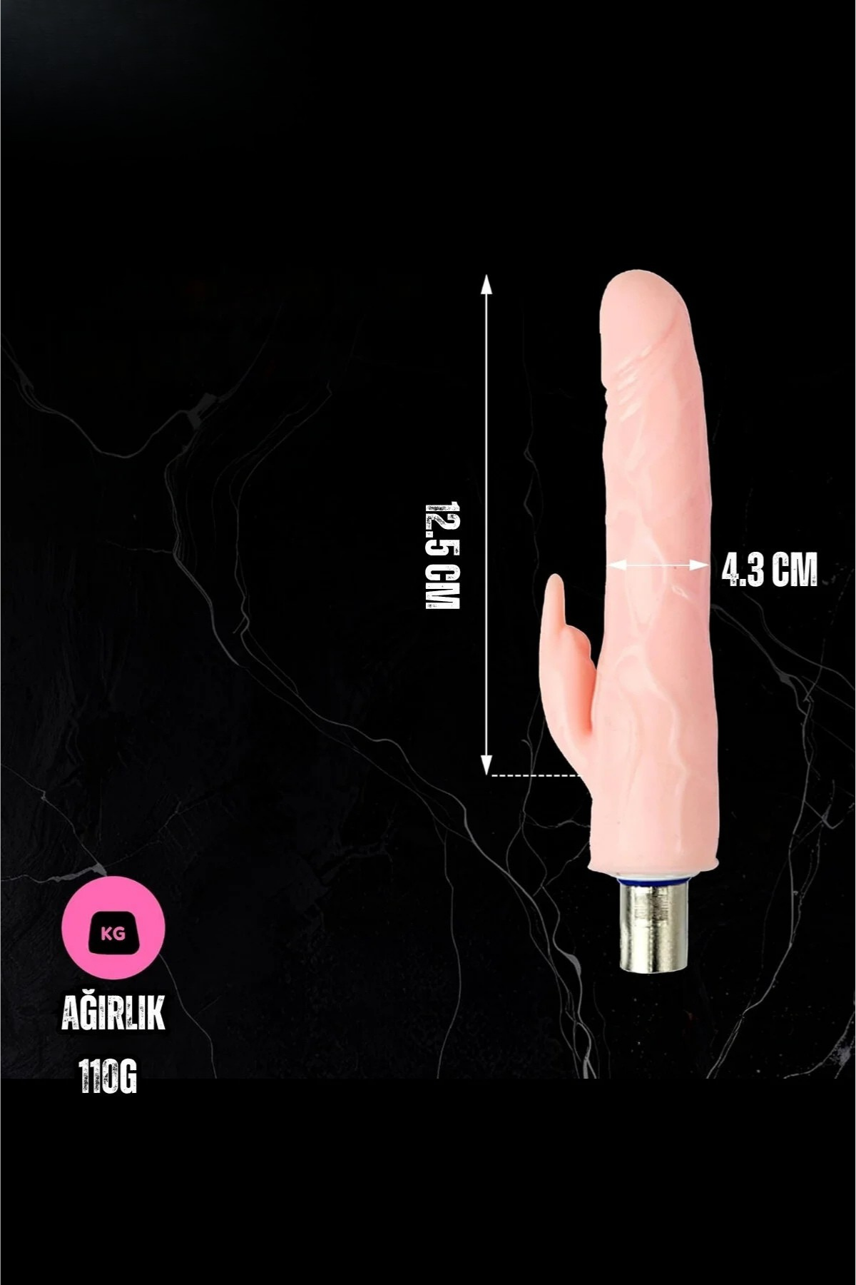  3XRL Uyumlu Tavşan G Nokta Uyarıcılı Ten Dildo Başlık 20 CM
