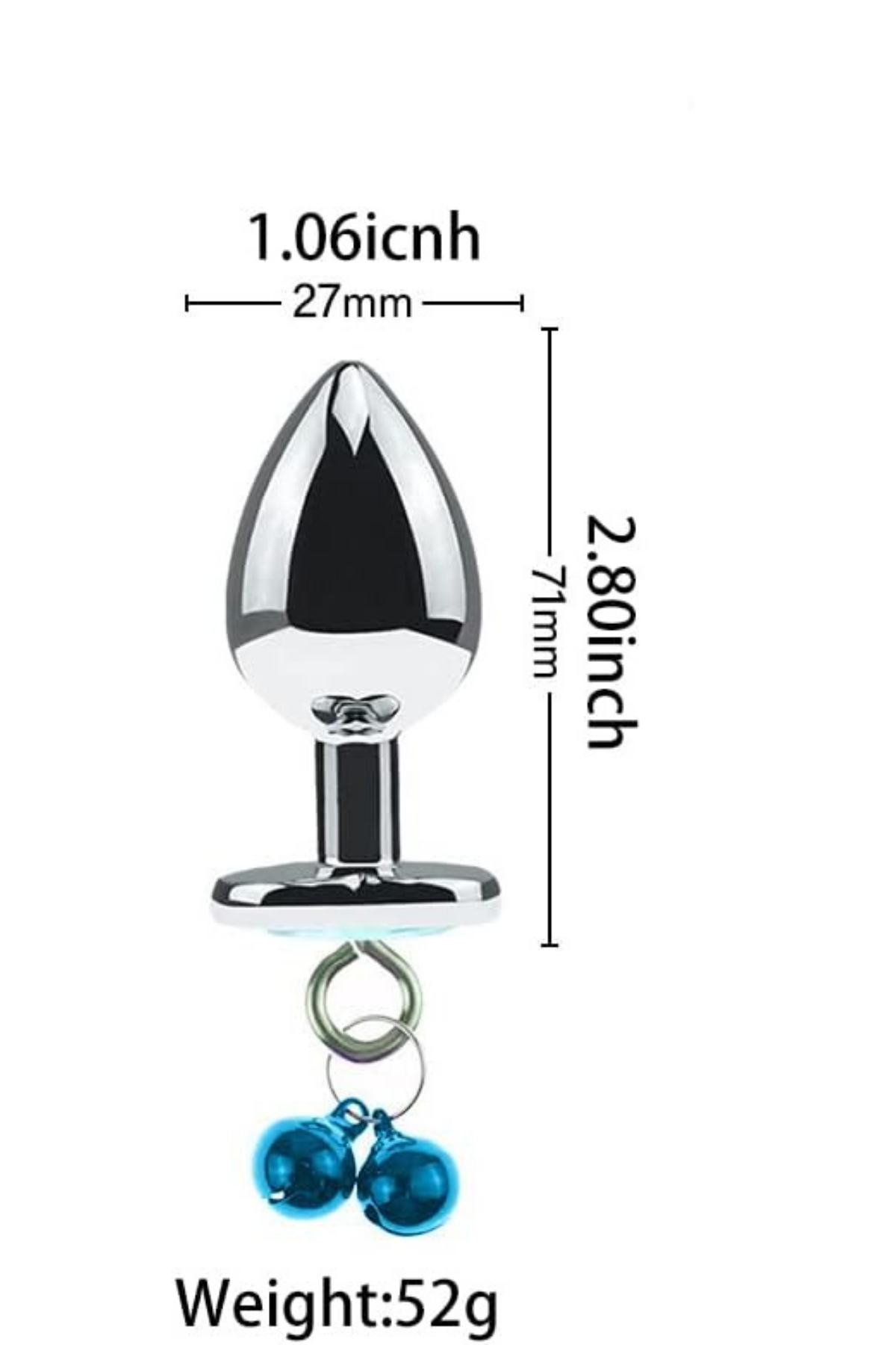 7 CM Paslanmaz Çelik Mavi Kalp Taşlı Parlak Metal Lüks Zilli Tasarım Anal Plug