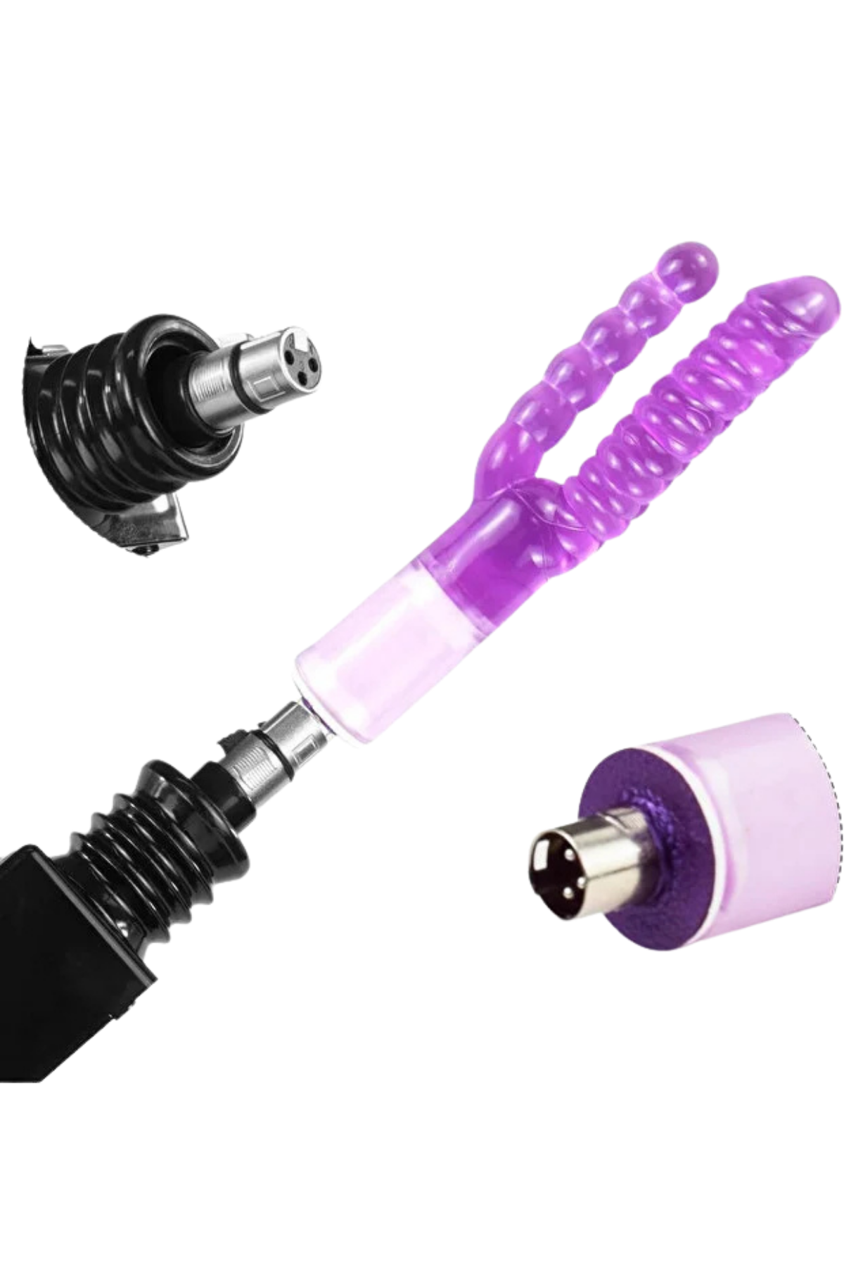 Çift Başlı G Nokta Uyarıcılı 3XRL Uyumlu Mor Anal Dildo Başlık