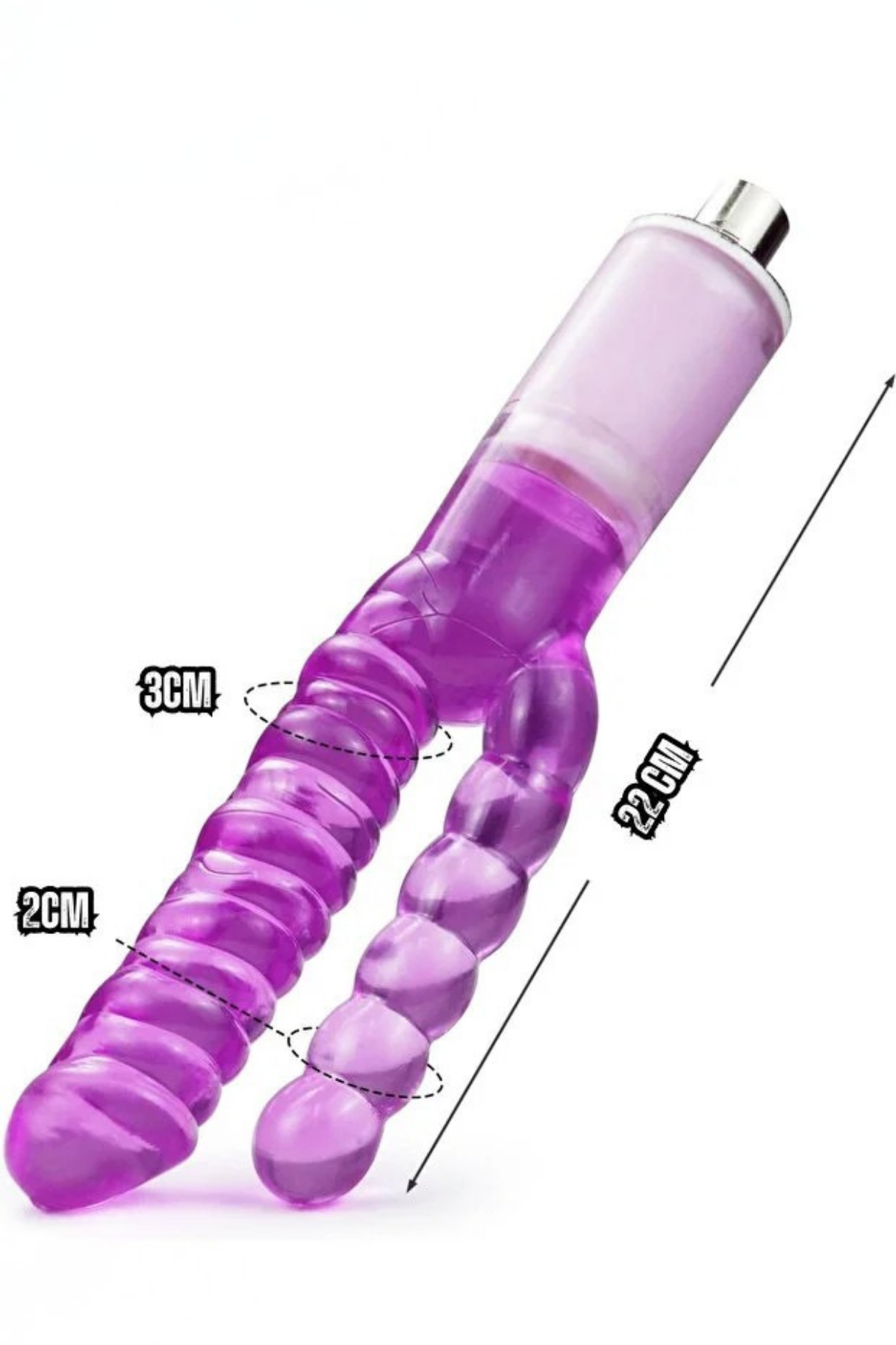 Çift Başlı G Nokta Uyarıcılı 3XRL Uyumlu Mor Anal Dildo Başlık