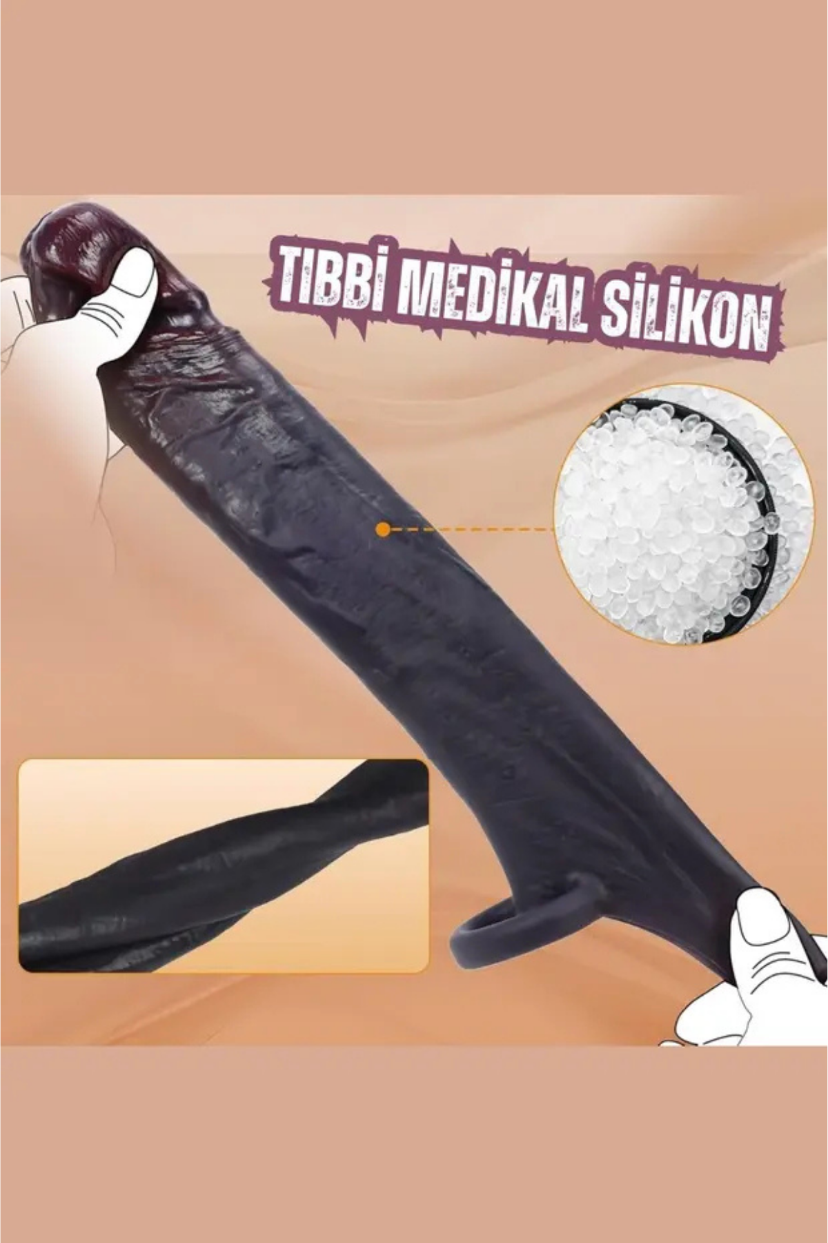  Erken Geciktirici Özellikli Ultra Realistik Testis Destekli Uzatmalı Kılıf