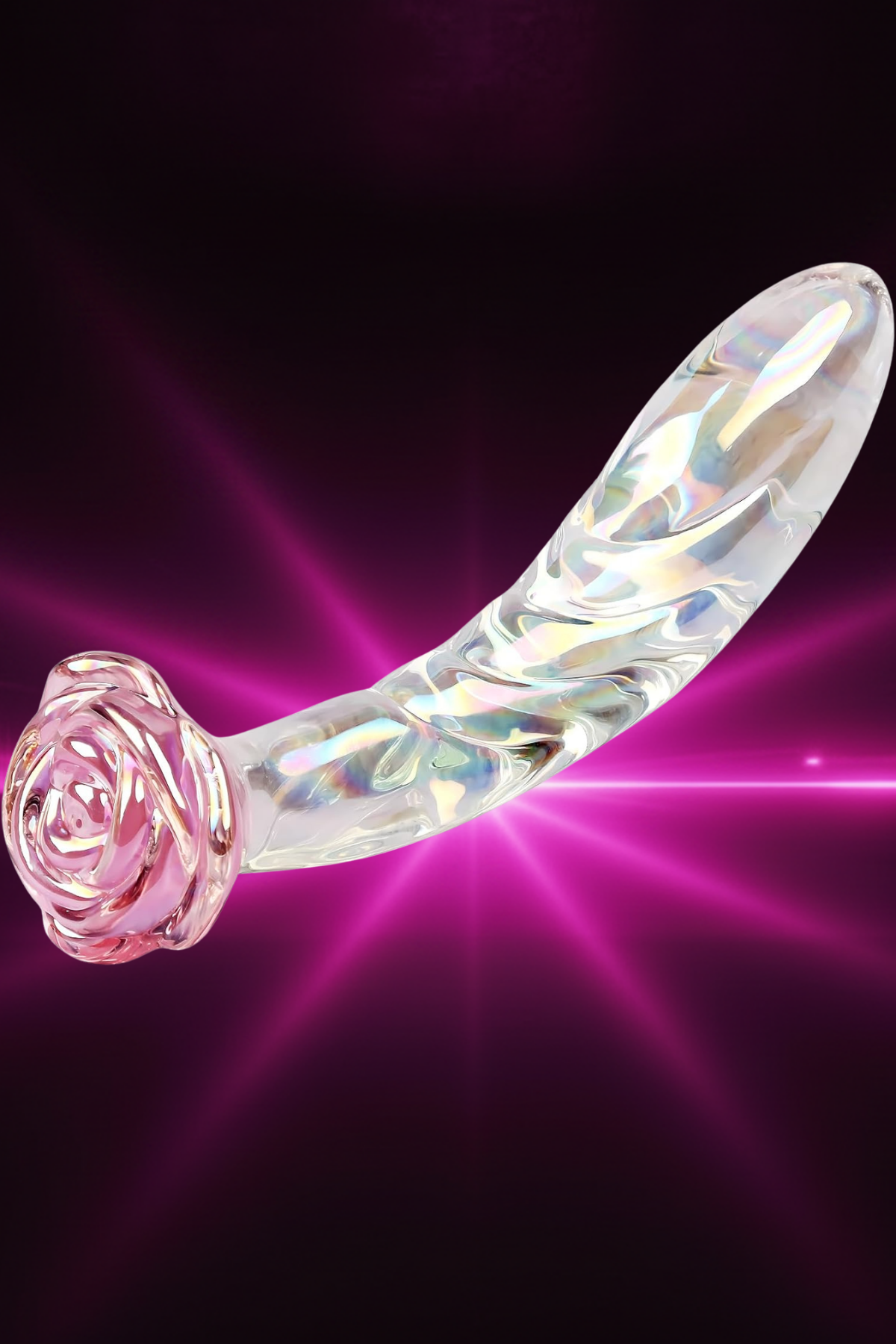 Gül Motifli Tırtıklı Cam Dildo Anal Vajinal Uyarıcı