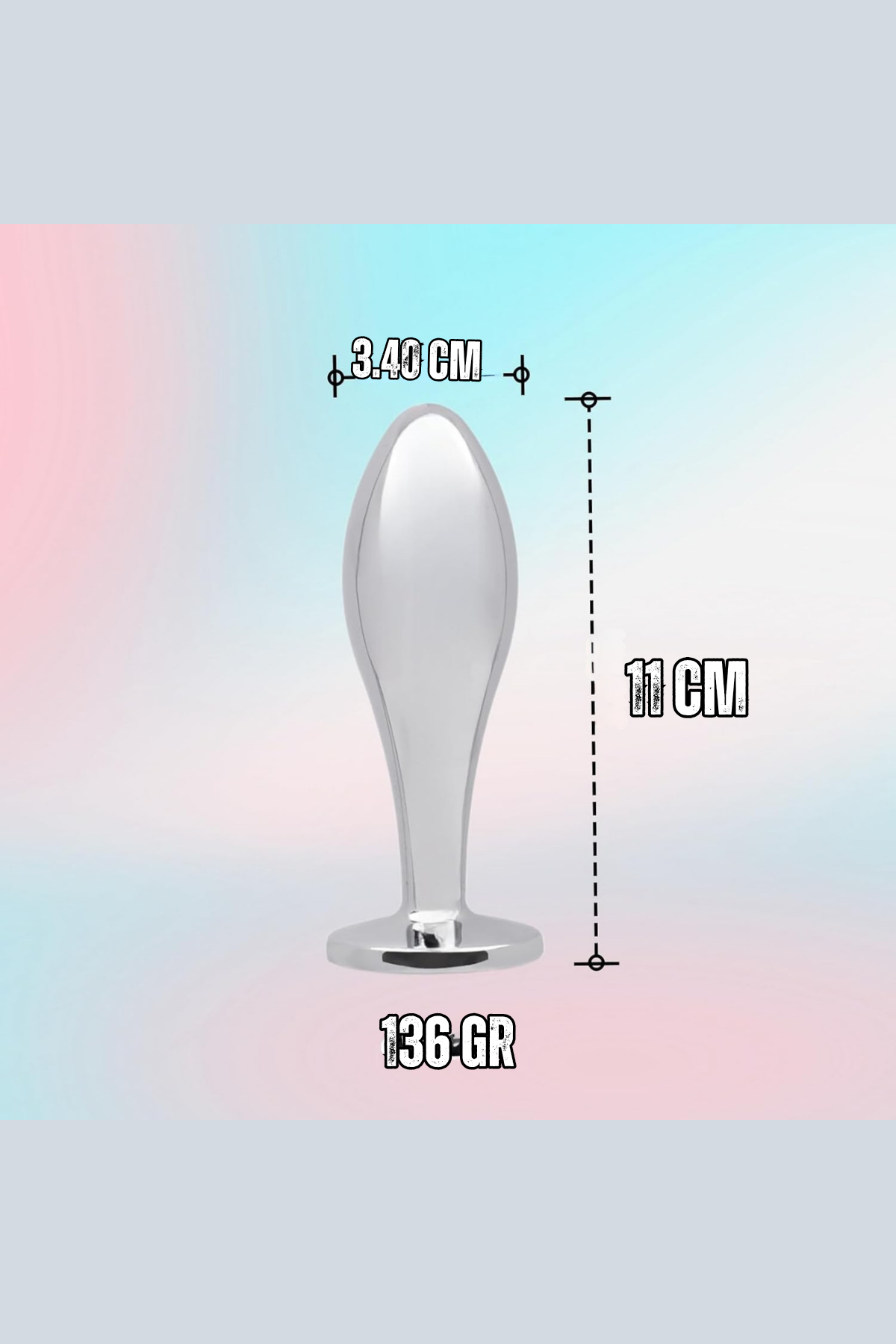 Lüks Gümüş Paslanmaz Çelik Anal Plug 11 CM Büyük Boy Kavisli Tasarım