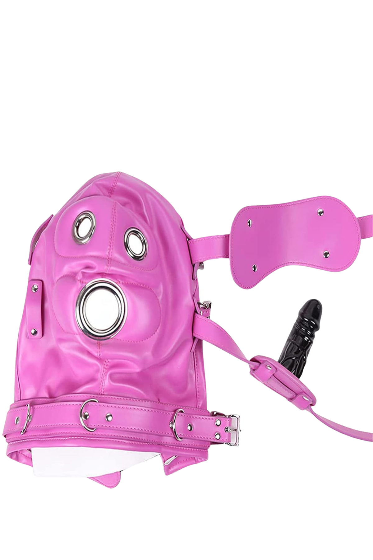  Pembe Deri Bondage Maske Seti Kemerli Ve Açılabilir Tasarım