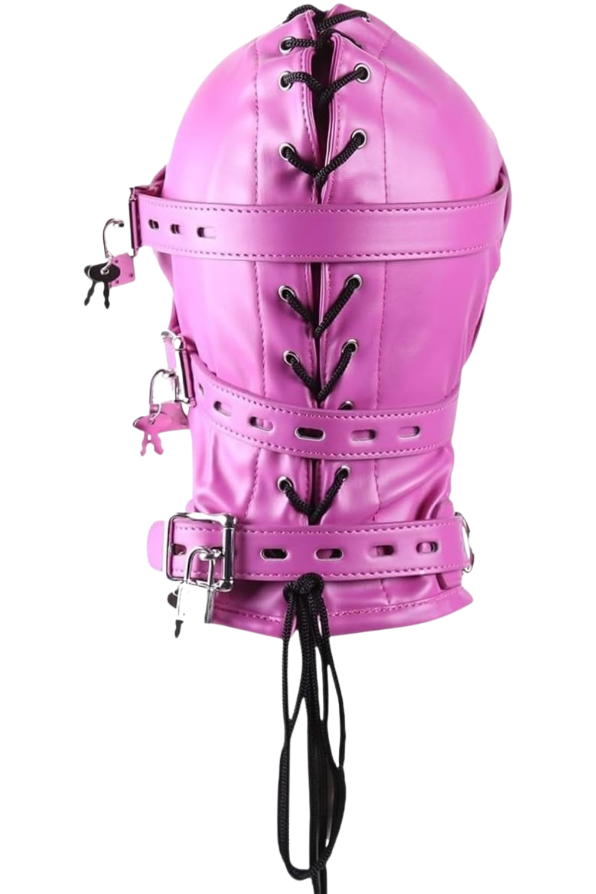  Pembe Deri Bondage Maske Seti Kemerli Ve Açılabilir Tasarım