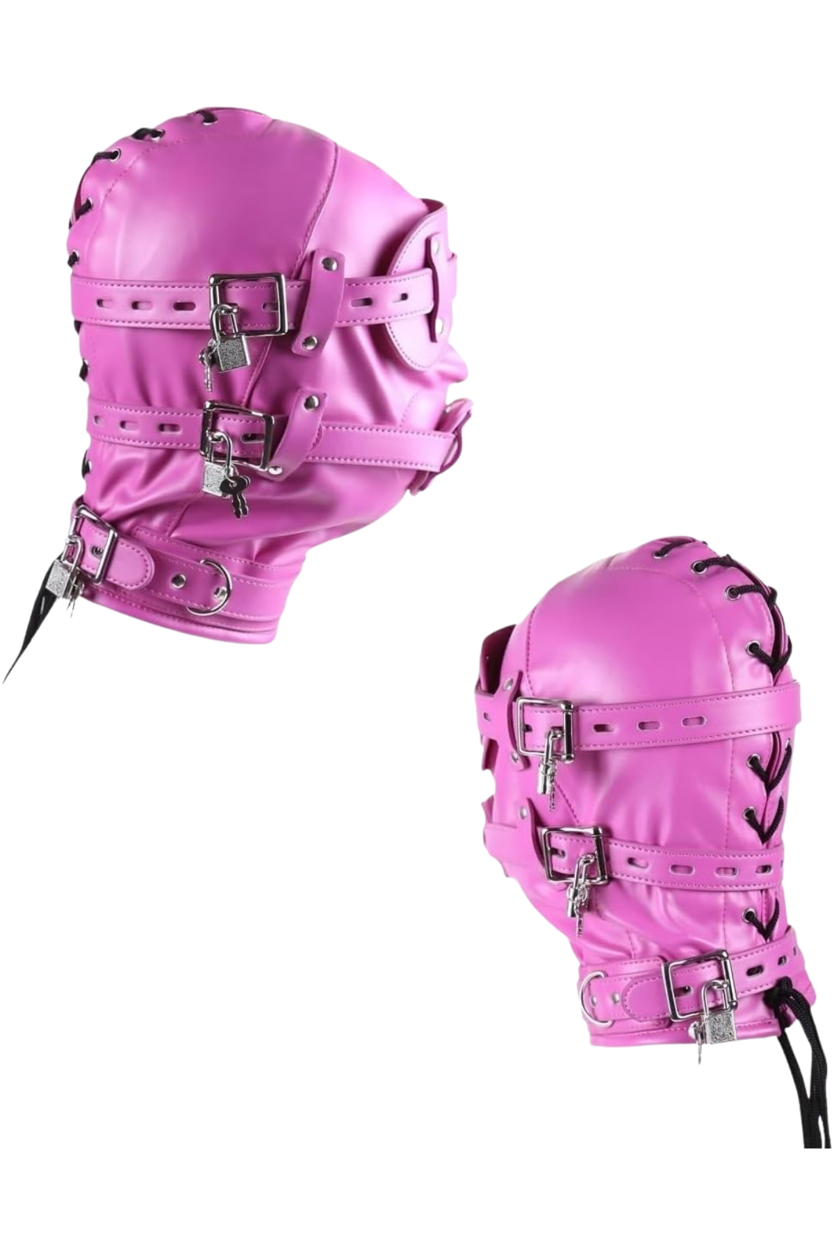  Pembe Deri Bondage Maske Seti Kemerli Ve Açılabilir Tasarım
