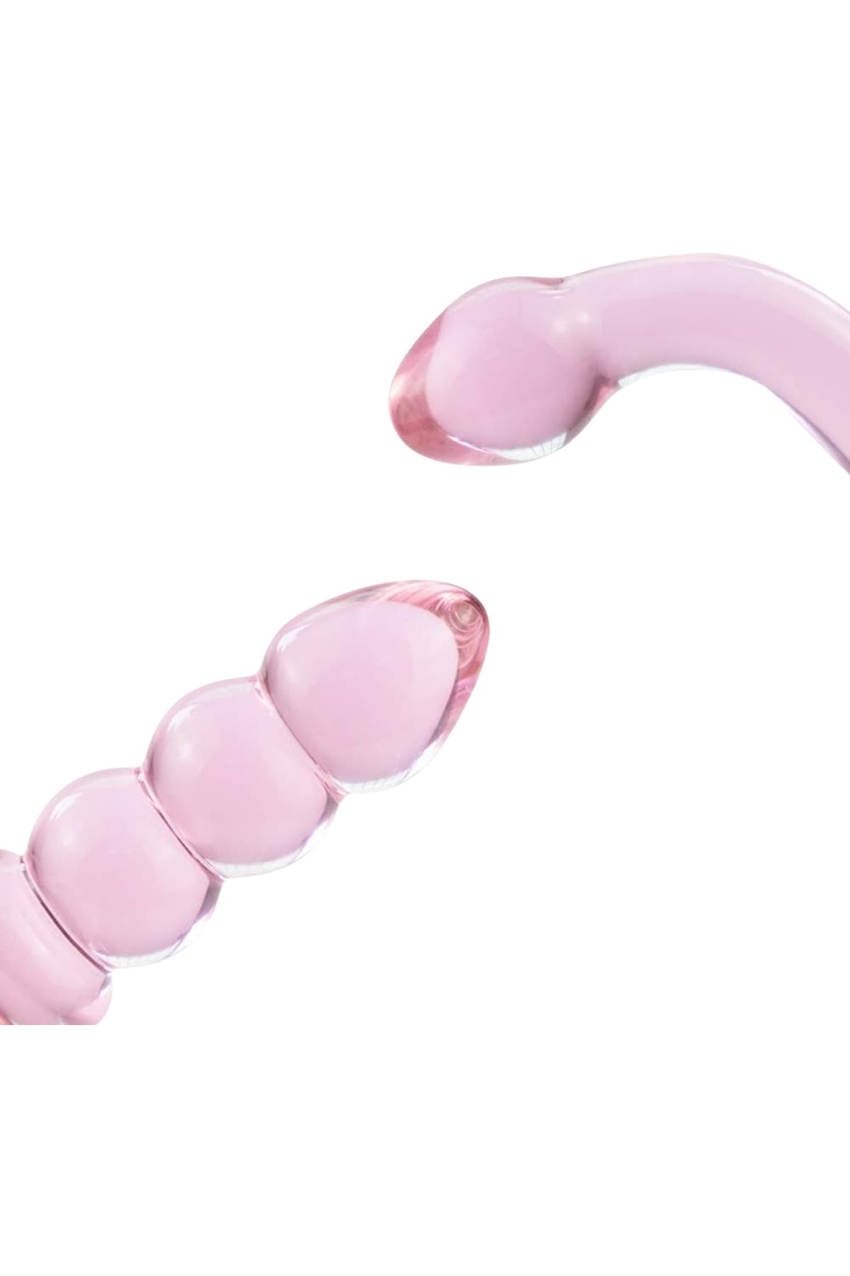 Pembe Tırtıklı Boğumlu Çift Taraflı Cam Dildo