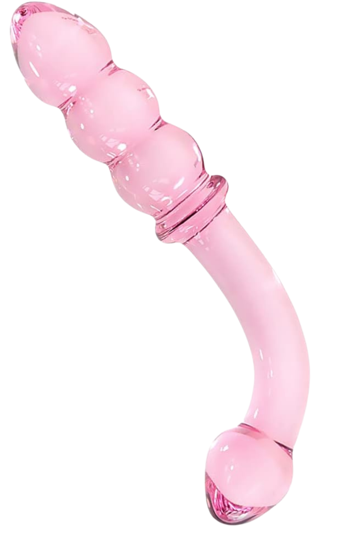 Pembe Tırtıklı Boğumlu Çift Taraflı Cam Dildo