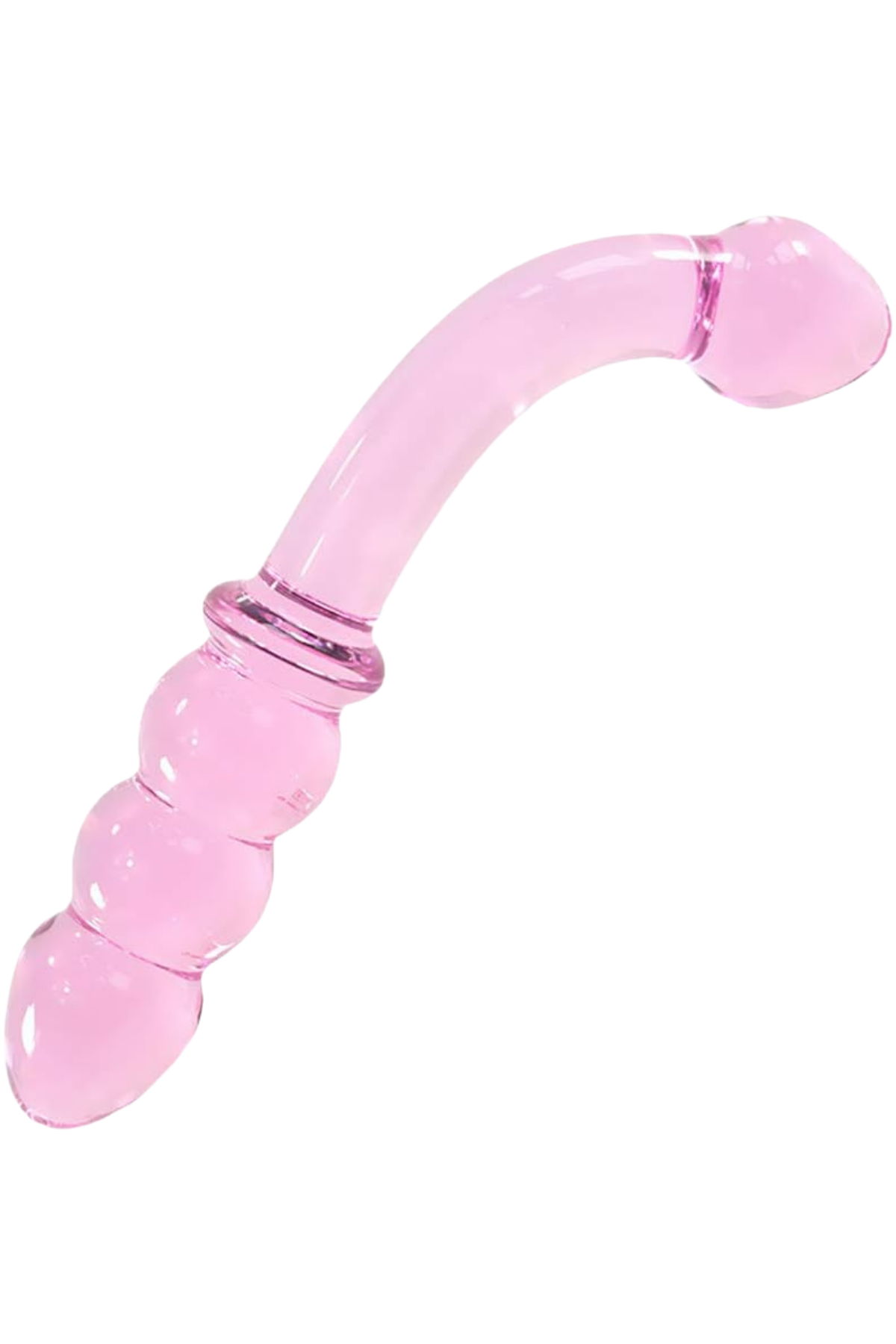 Pembe Tırtıklı Boğumlu Çift Taraflı Cam Dildo