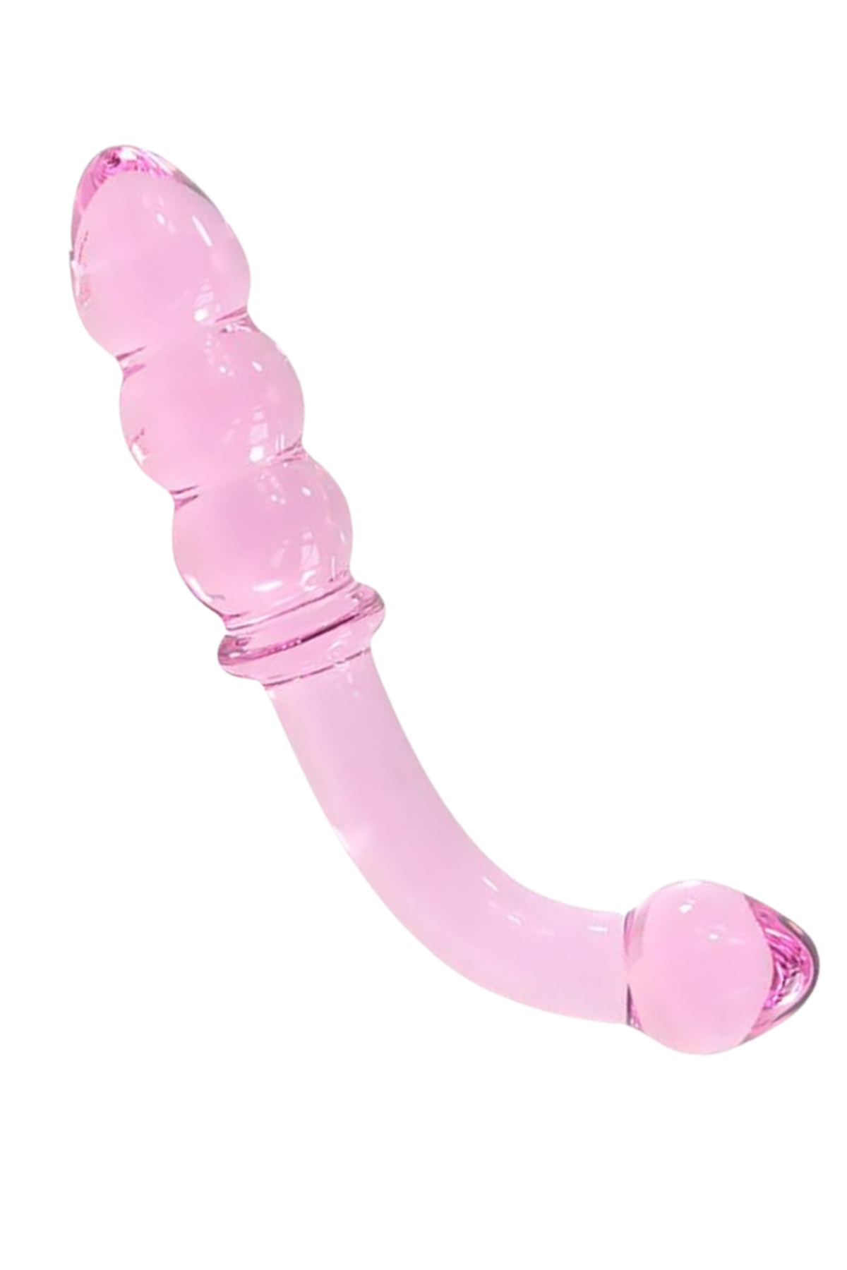 Pembe Tırtıklı Boğumlu Çift Taraflı Cam Dildo