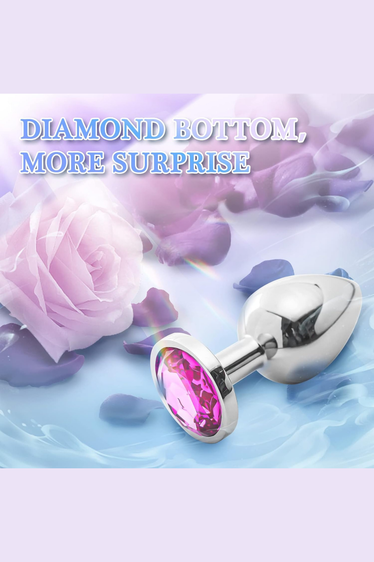 PL-04 Premium Anal Plug – 7 CM Gümüş Çelik, Pembe Mücevher Taşlı Model