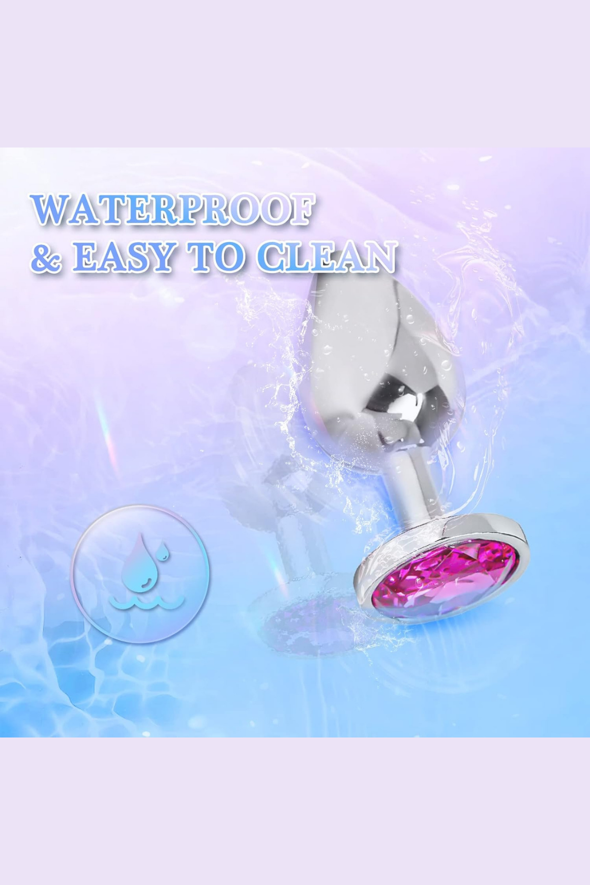 PL-04 Premium Anal Plug – 7 CM Gümüş Çelik, Pembe Mücevher Taşlı Model