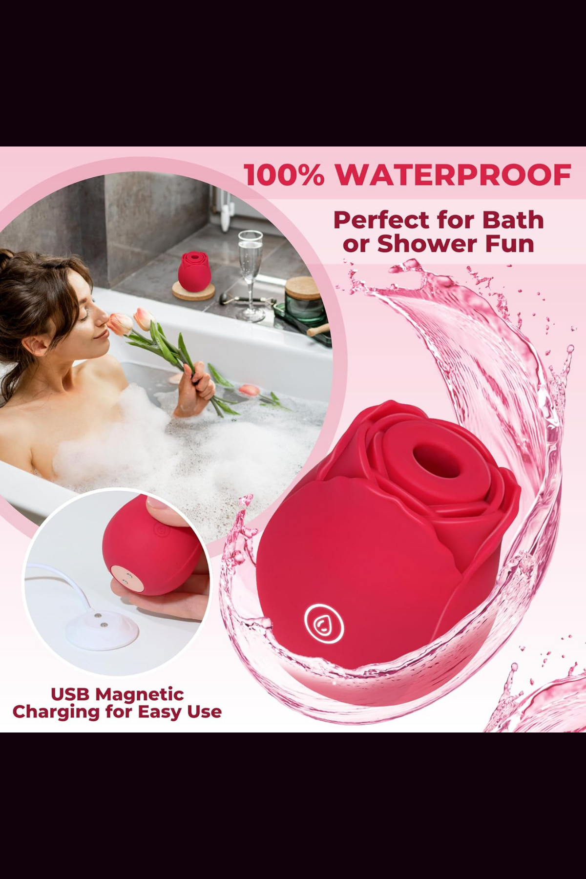 Rose Tasarımlı Şarjlı Emişli Titreşimli Klitoral Uyarıcı Vibratör