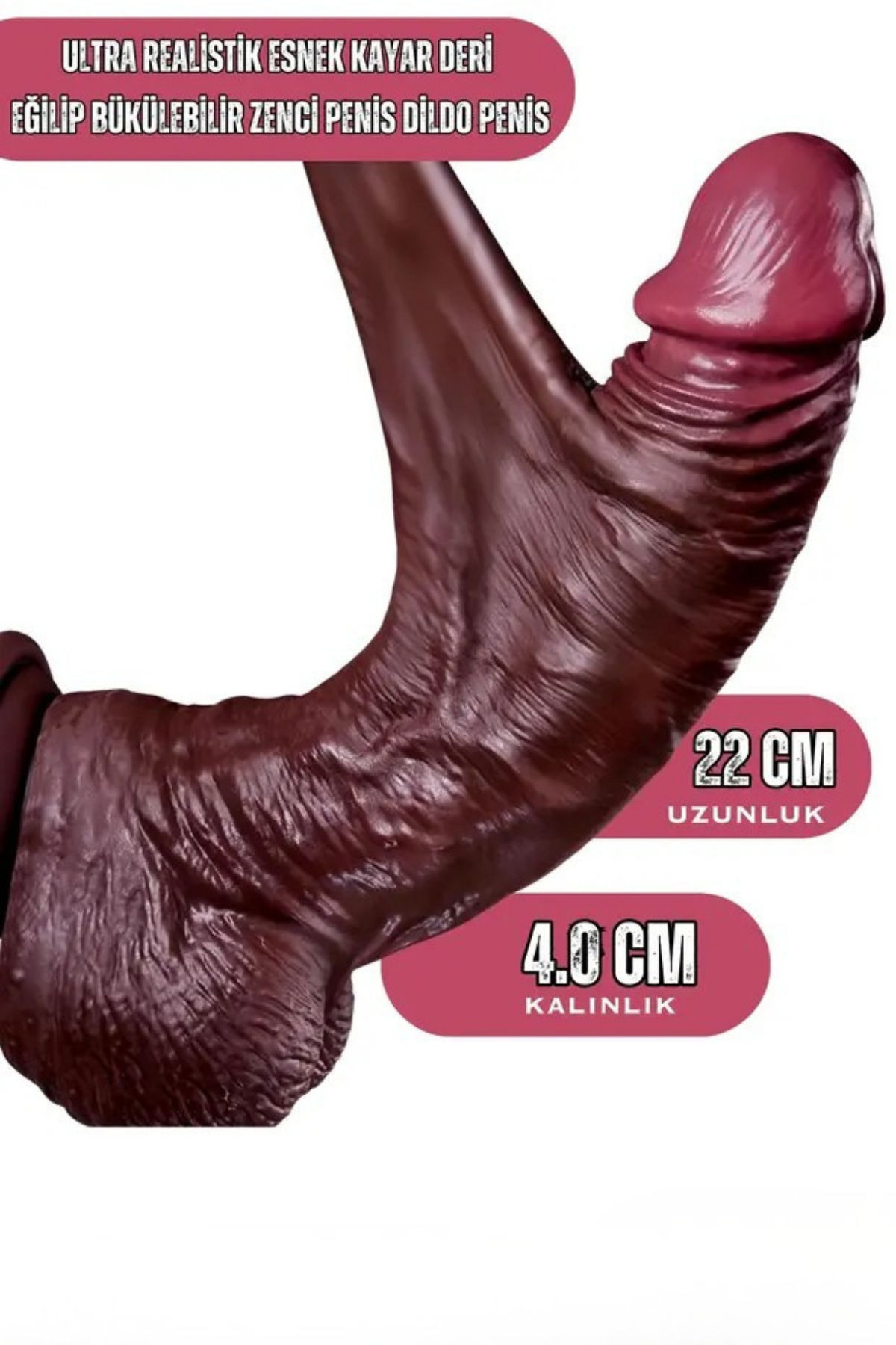  Ultra Realistik Esnek Ve Eğilip Bükülebilir Ten Dokulu 22 CM Dildo