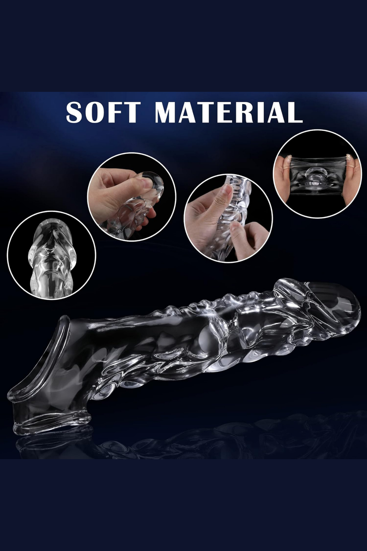 Uzatmalı Şeffaf Titreşimli Erkek Penis Kılıfı