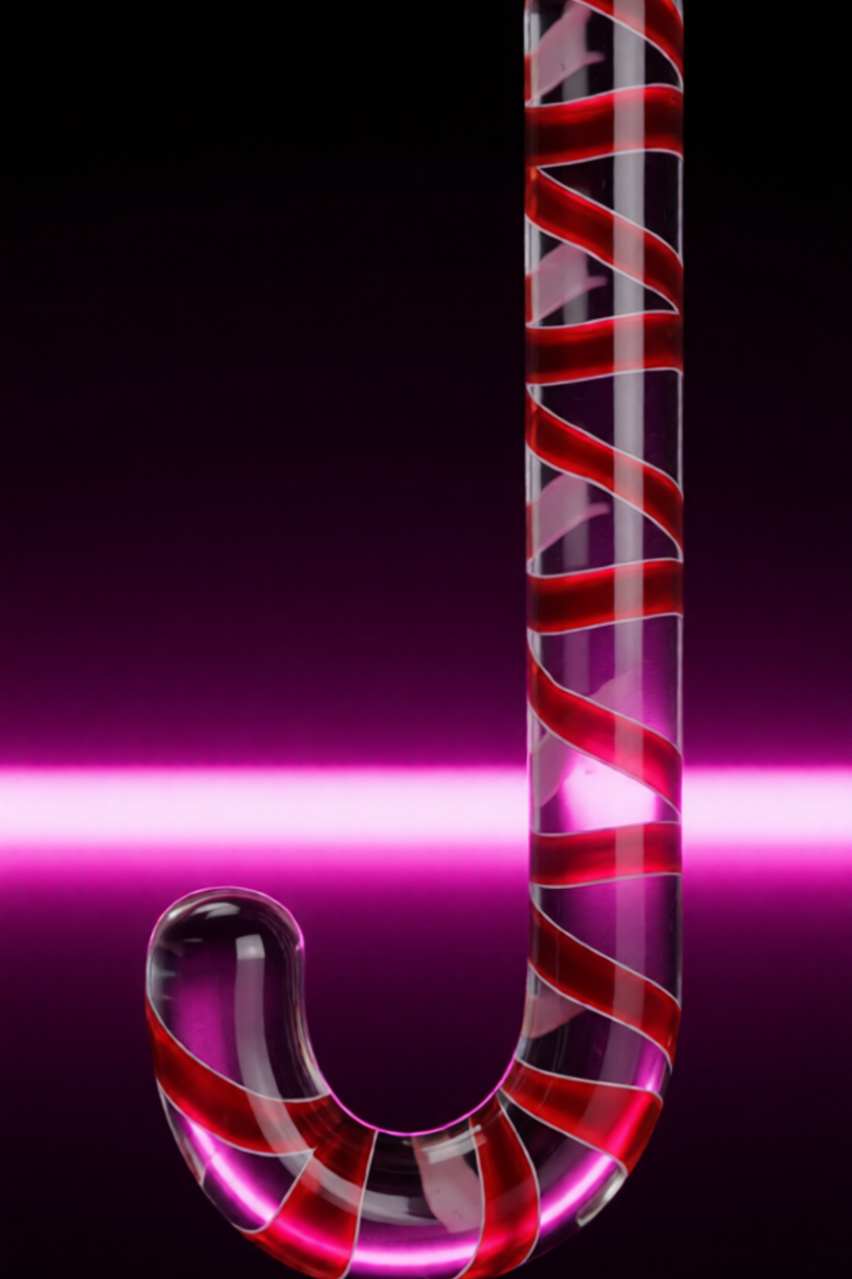  Yılbaşı Özel Kırmızı Baston Tasarımlı Cam Anal Vajinal Plug